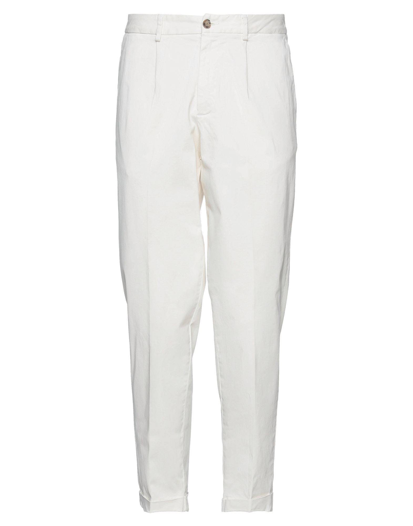 Shop Bonheur Man Pants Ivory Size 34 Cotton, Elastane In White