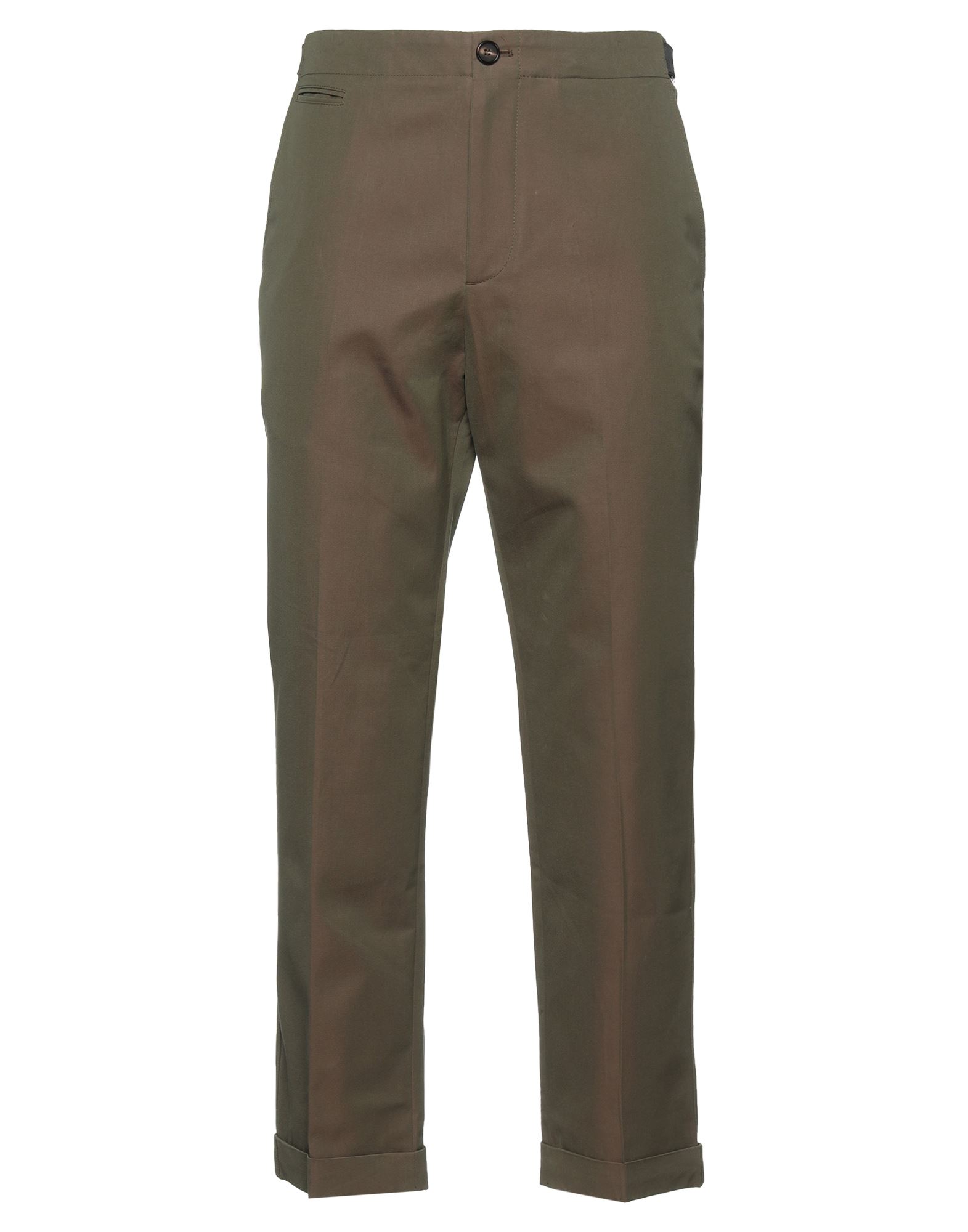 Shop Alexander Mcqueen Man Pants Military Green Size 36 Cotton, Polyester