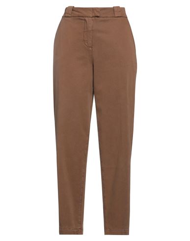 Bruno Manetti Woman Pants Brown Size 10 Cotton, Lycra, Elastane