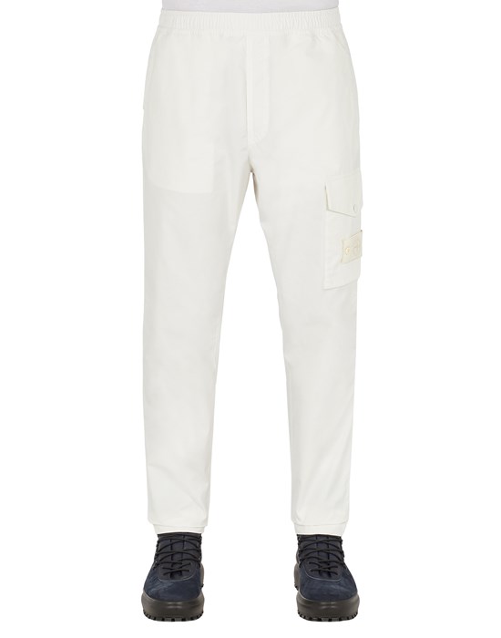 Sold out - Other colours available STONE ISLAND 320F1 O-VENTILE®_ STONE ISLAND GHOST PIECE TROUSERS Man Natural White