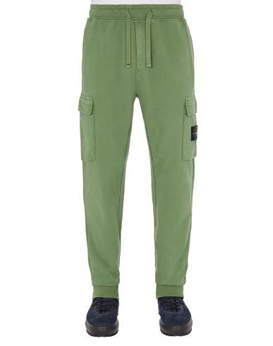 STONE ISLAND 64720 Fleece Trousers Man Olive Green EUR 192