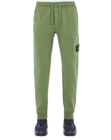 STONE ISLAND 64520 Fleece Trousers Man Olive Green EUR 189