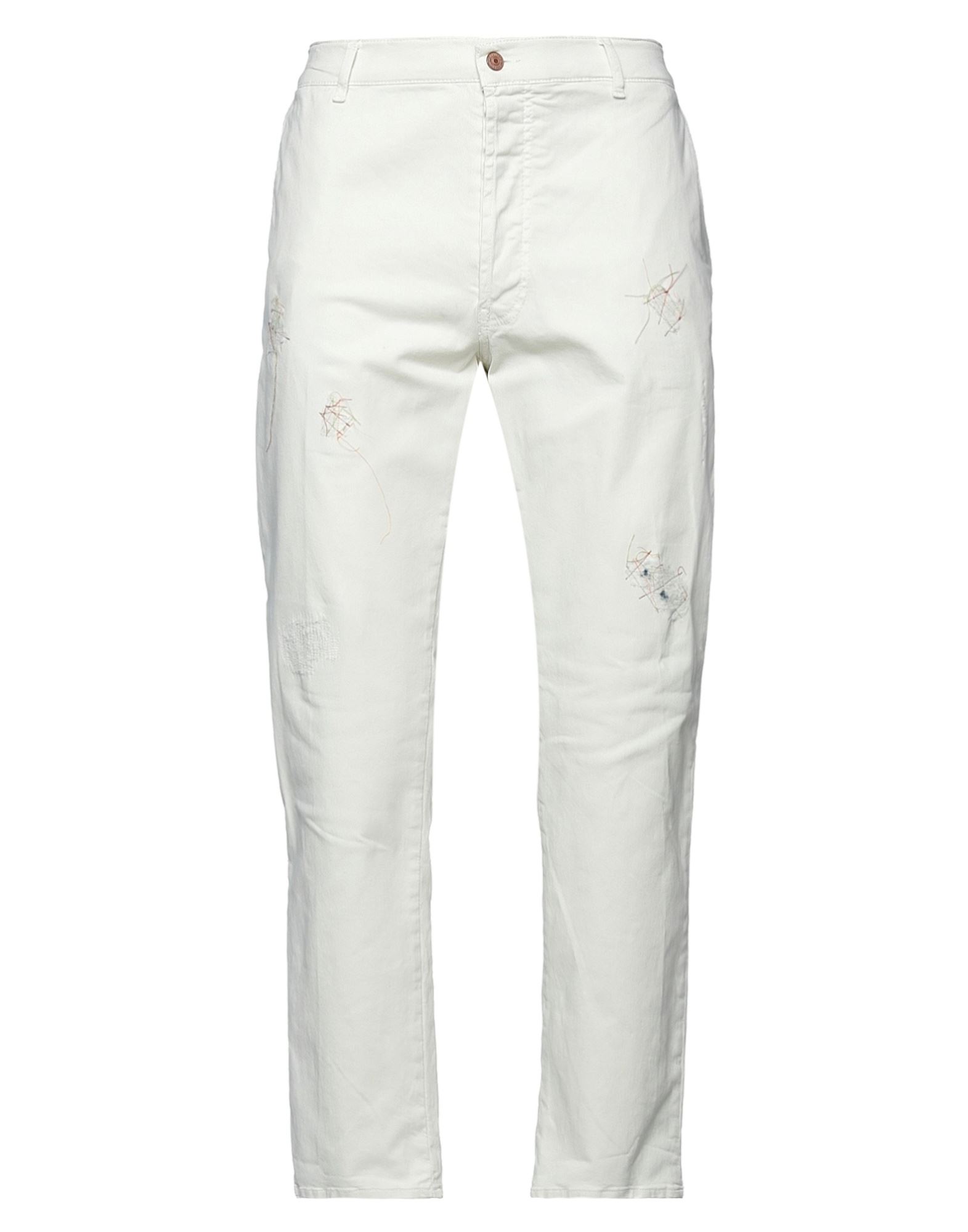 Shop Grey Daniele Alessandrini Man Pants Ivory Size 32 Cotton, Elastane In White