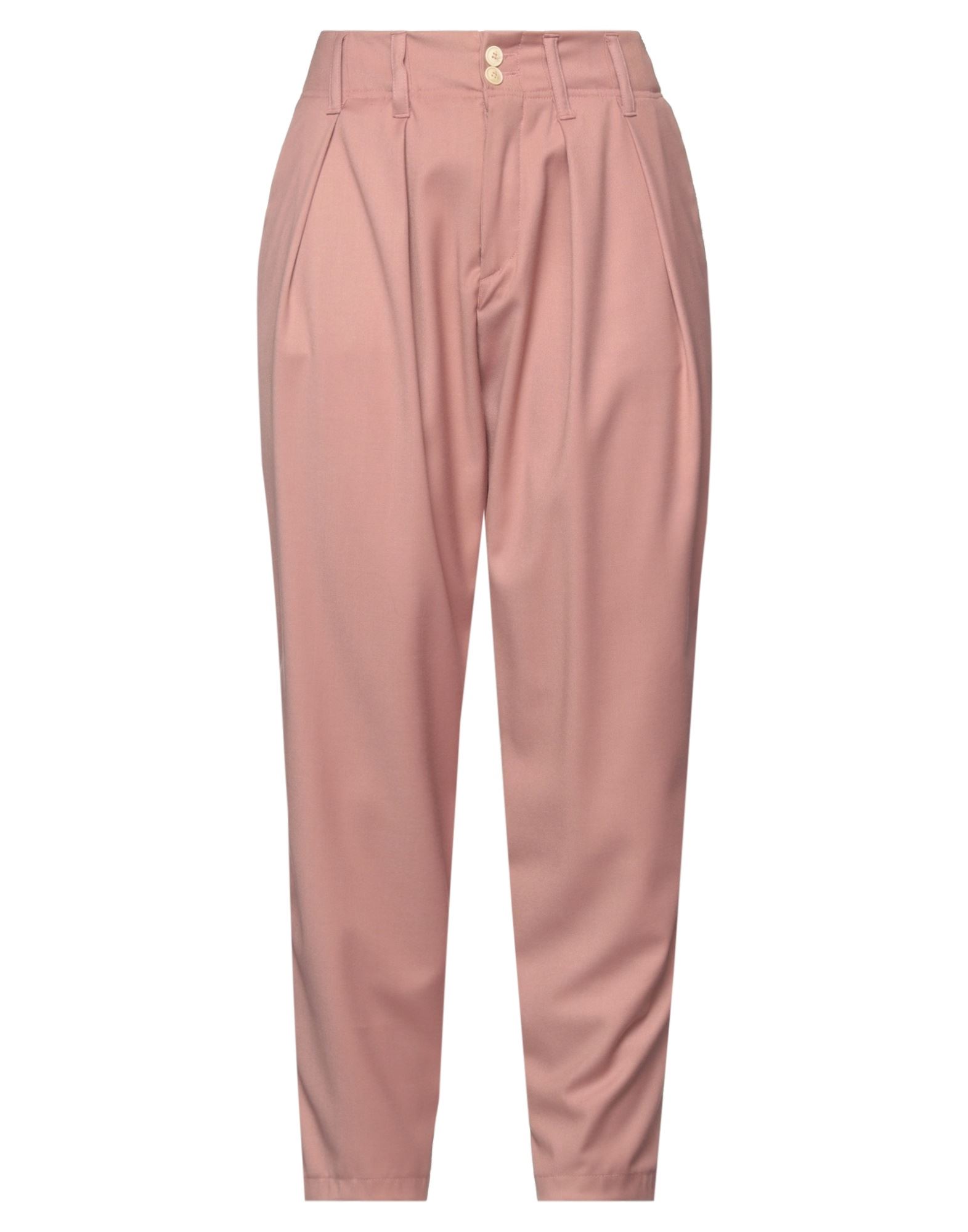 People (+)  Woman Pants Pink Size 4 Polyester, Viscose, Elastane
