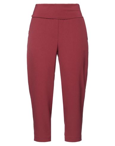 Manila Grace Woman Cropped Pants Garnet Size 10 Polyester, Elastane, Cotton In Red