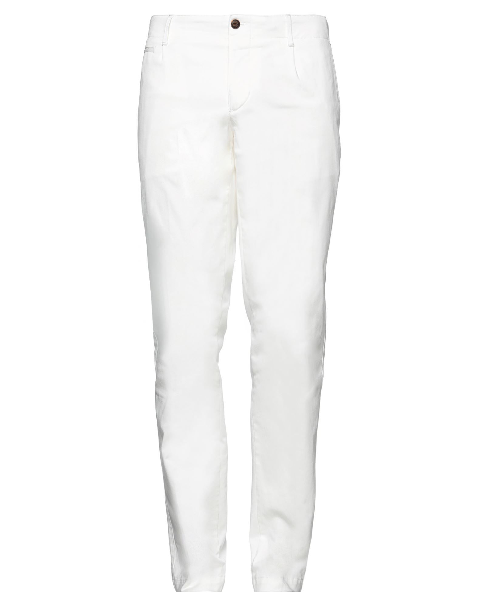 Shop Piatto Man Pants White Size 36 Cotton, Elastane
