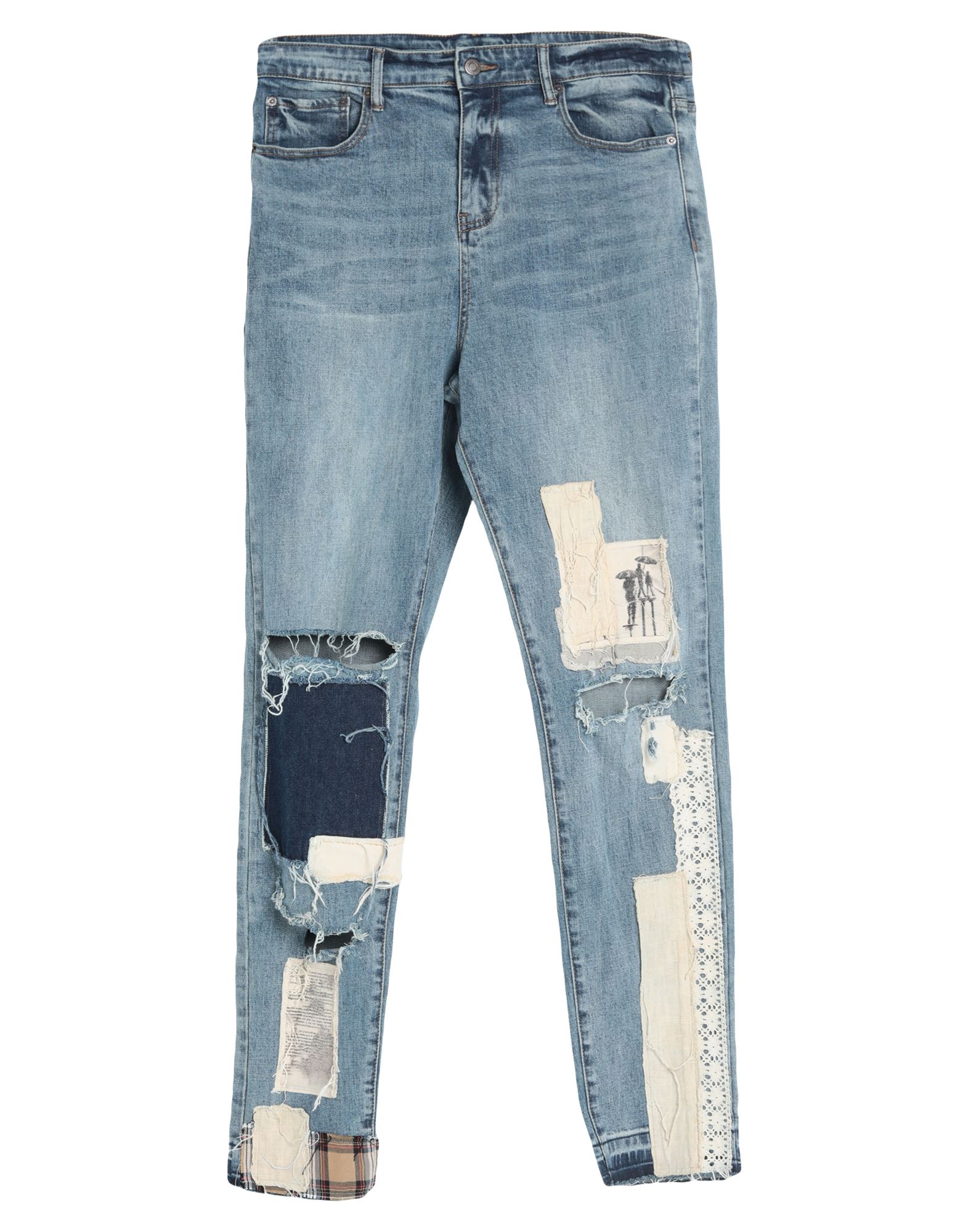 Val Kristopher Patchwork Straight-leg Jeans In Blue | ModeSens