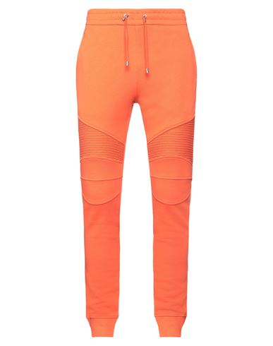 Balmain Man Pants Orange Size Xxl Cotton, Elastane