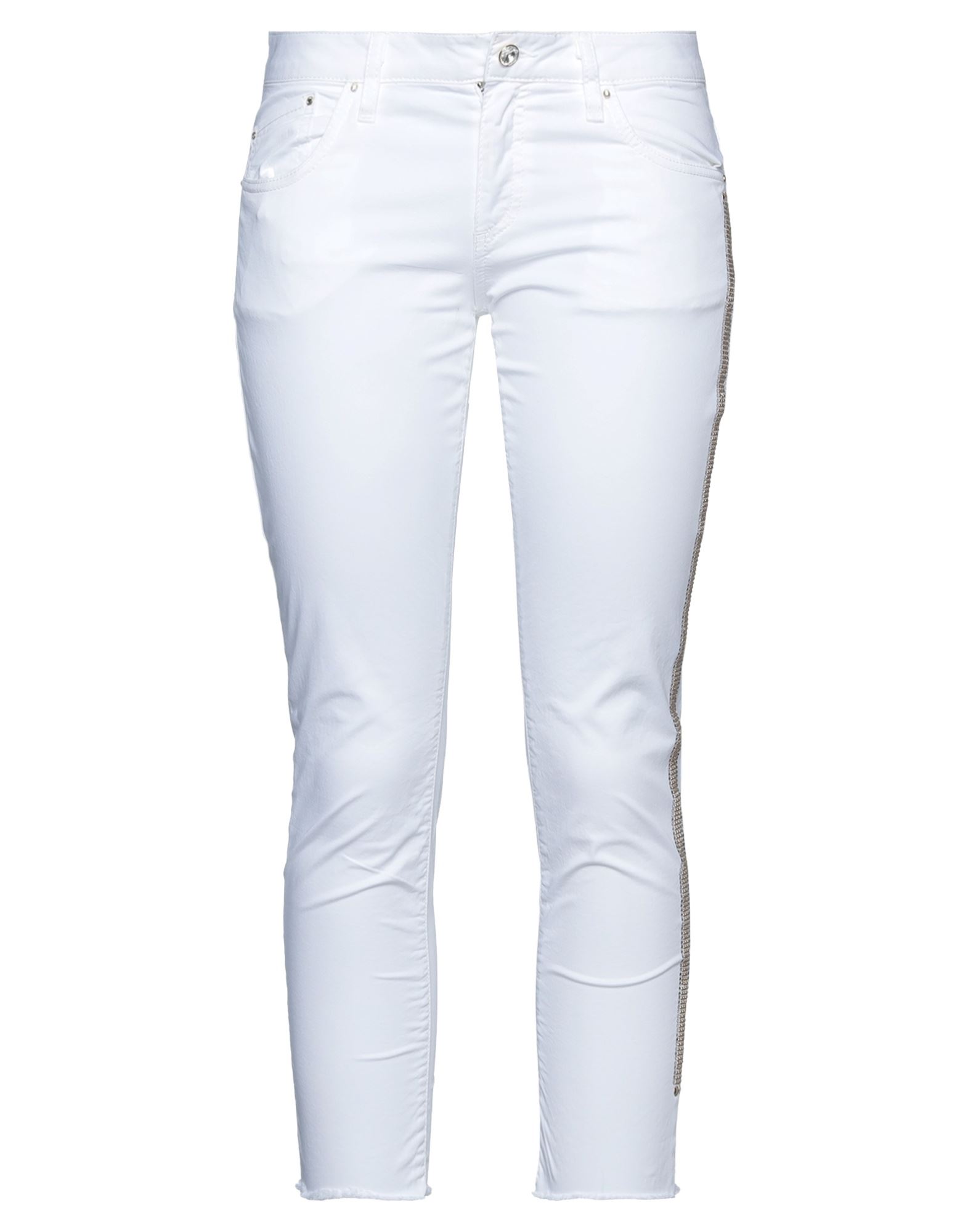 Shop Ean 13 Woman Cropped Pants White Size 8 Cotton, Elastane