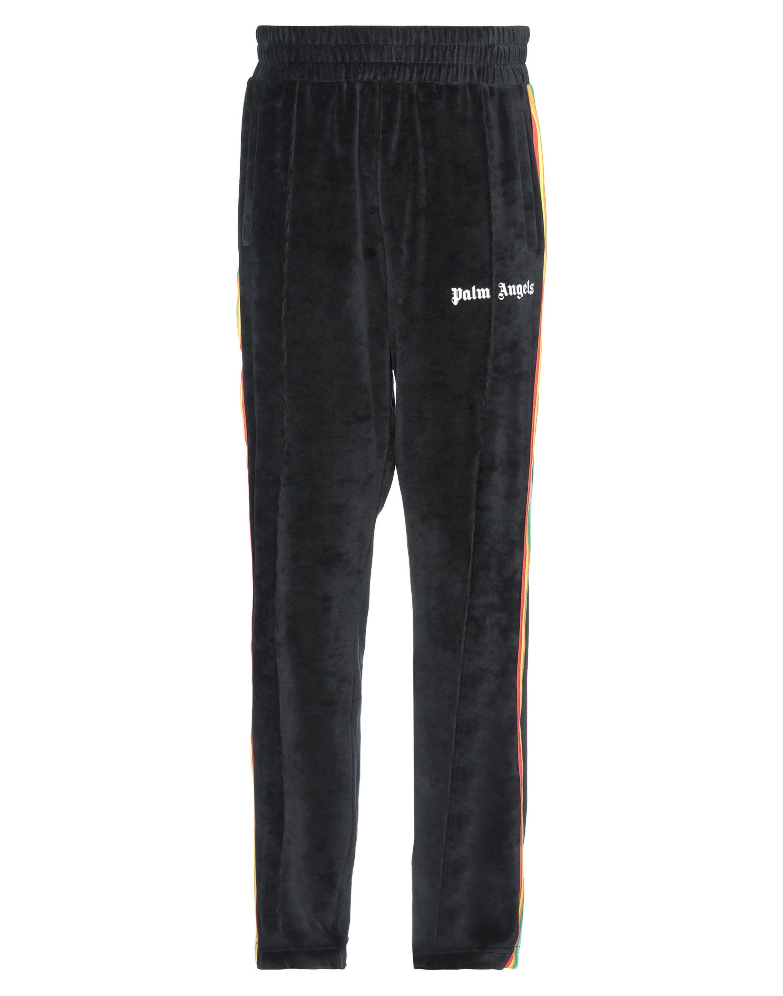 Palm Angels Rainbow-stripe Chenille Track Pants In Black