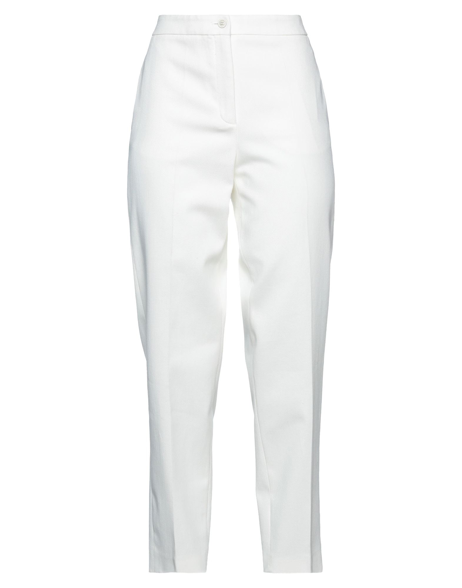 Shop Agnona Woman Pants Ivory Size 4 Cotton, Elastane In White