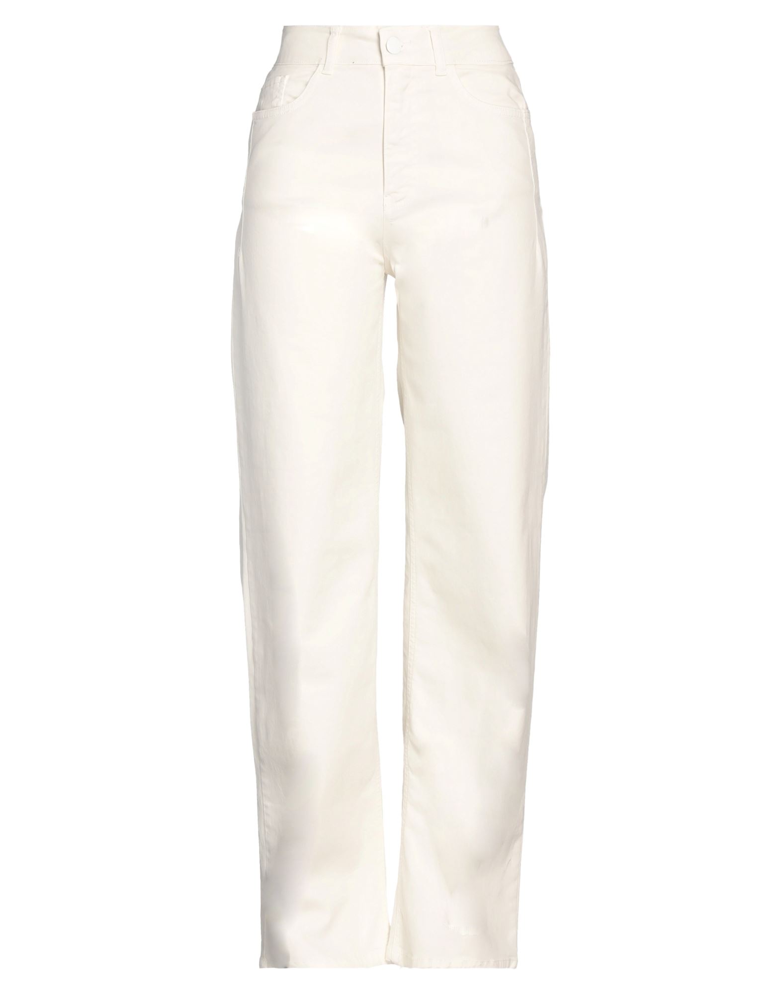 Jijil Woman Pants White Size 4 Cotton, Elastane