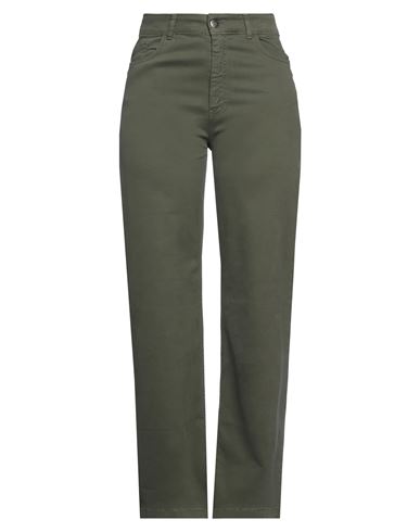 Jijil Woman Pants Military Green Size 10 Cotton, Elastane