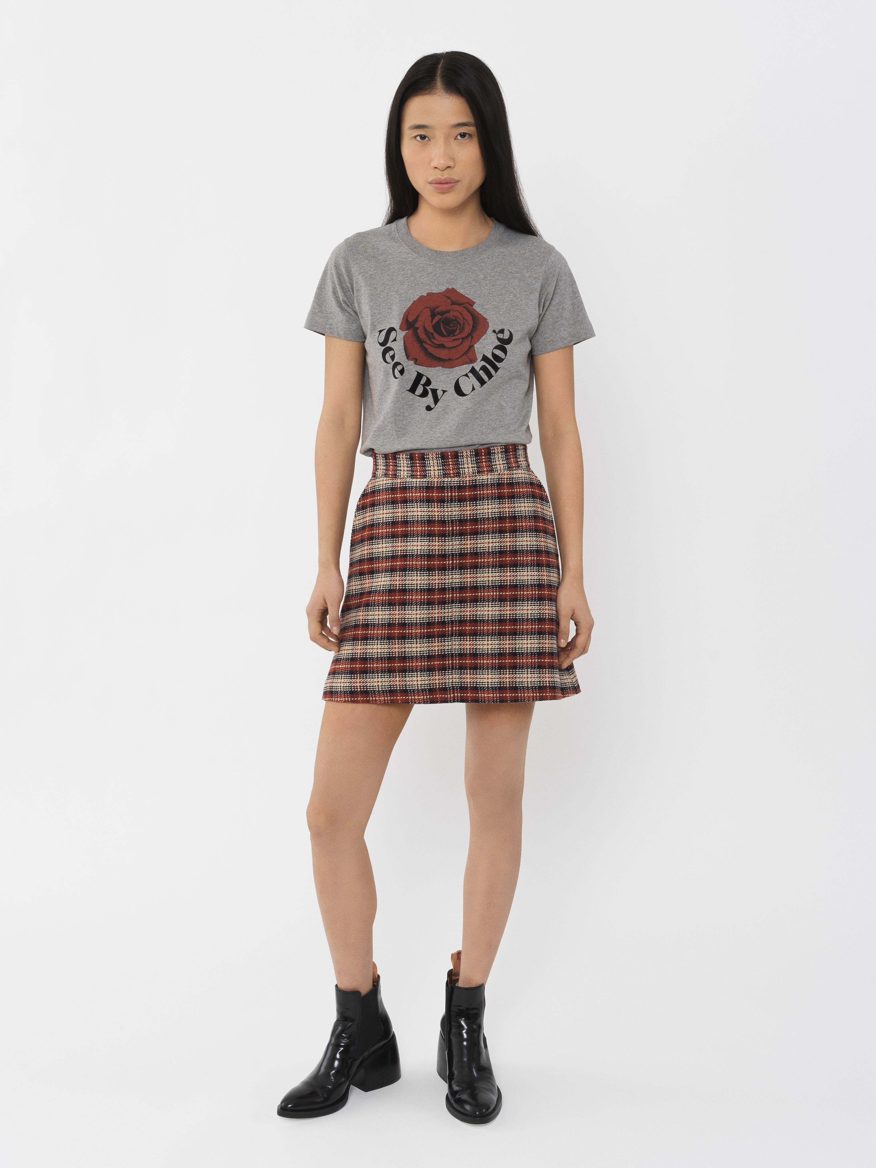 See By Chloé Checked Mini Skirt Multicolor Size 2 39% Cotton, 27% Polyester, 17% Polyacrylic, 10% Wool, 7% Synthe In Multicolor