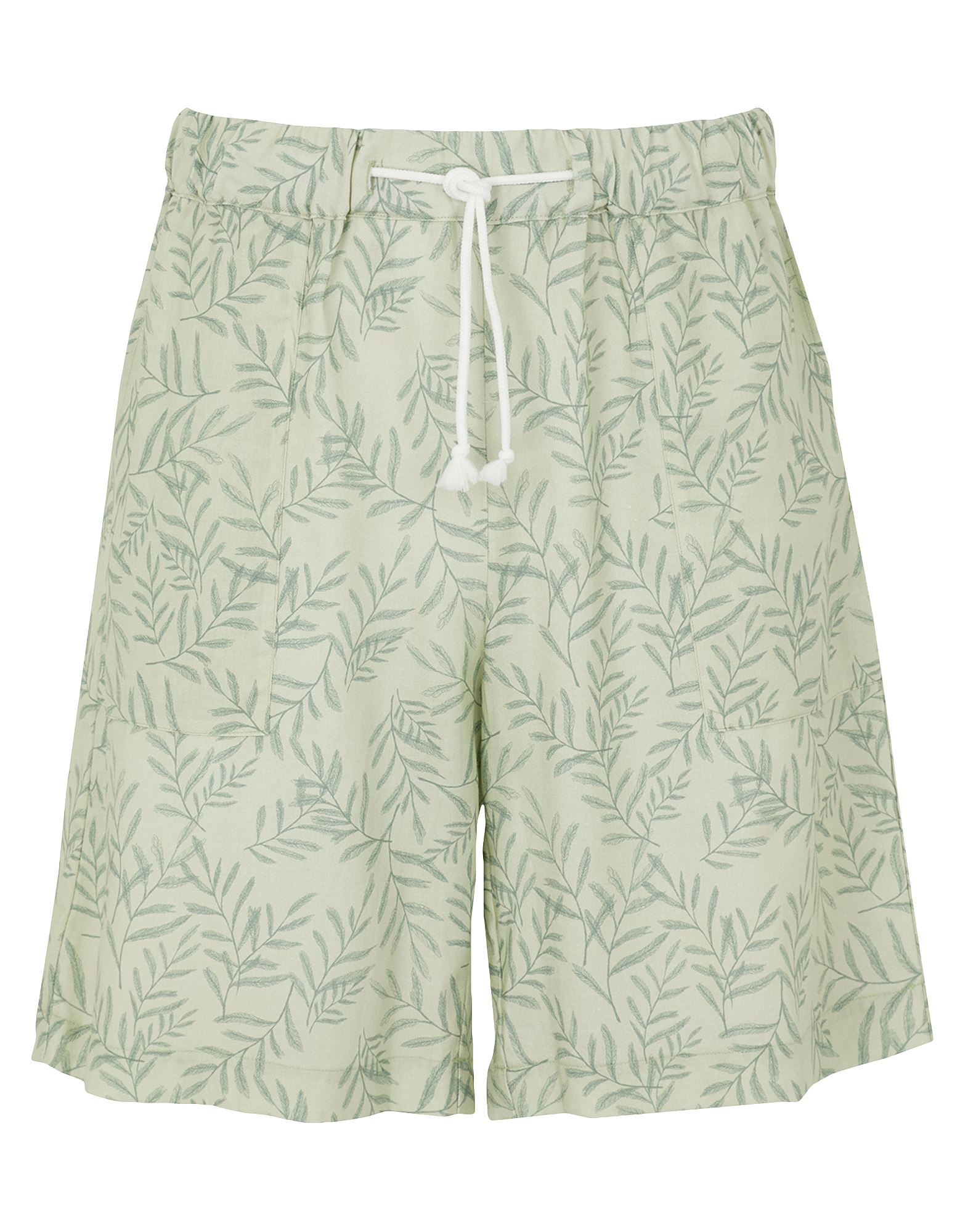 8 By Yoox Lightweight Drawsting Printed Wide Short Man Shorts & Bermuda Shorts Light Green Size M Vi