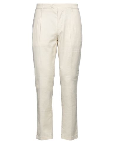 Tela Genova Man Pants Ivory Size 35 Cotton, Linen, Elastane In White