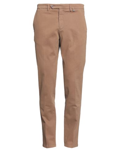 Paoloni Man Pants Brown Size 34 Cotton, Elastane