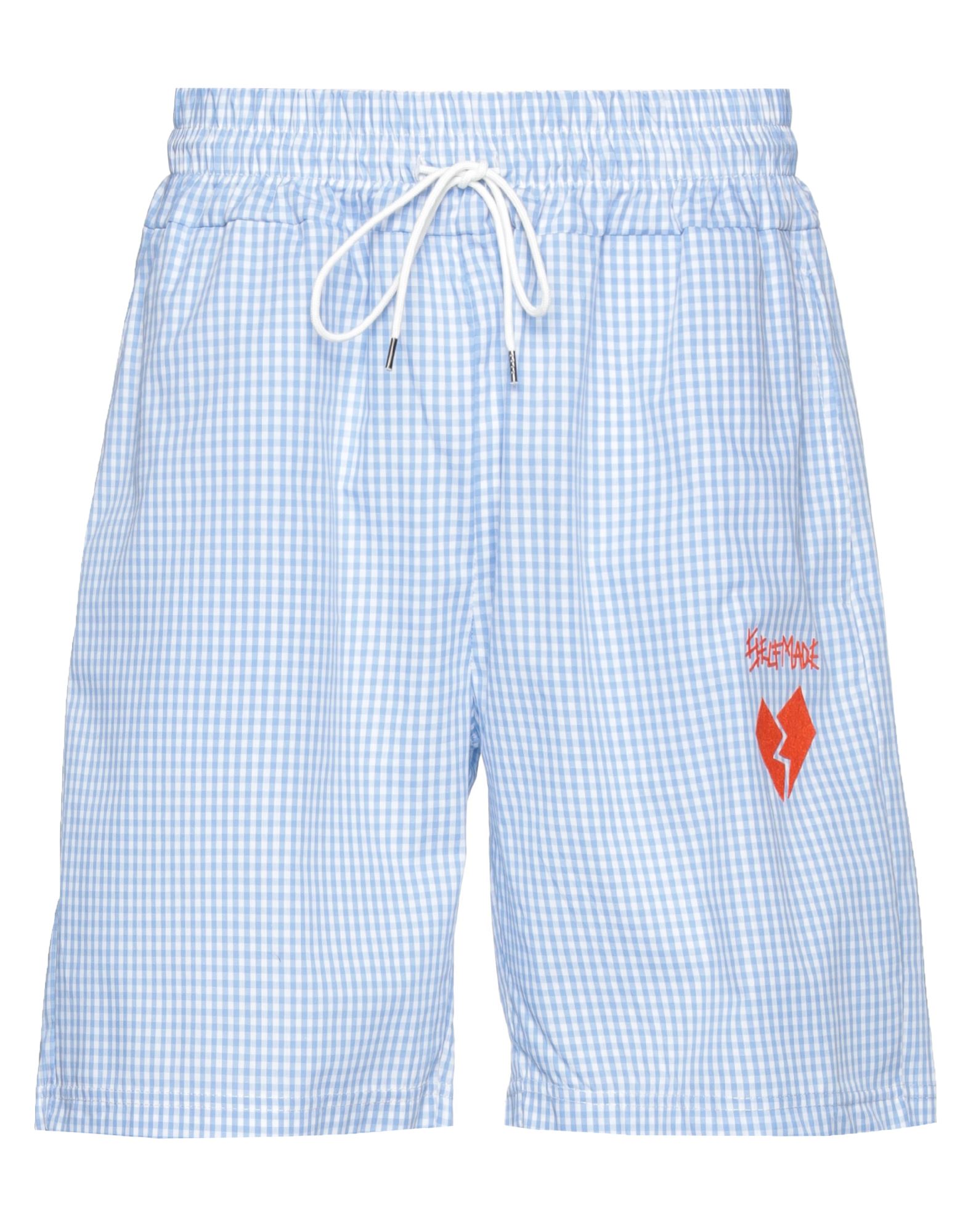 Self Made By Gianfranco Villegas Man Shorts & Bermuda Shorts Sky Blue Size S Cotton