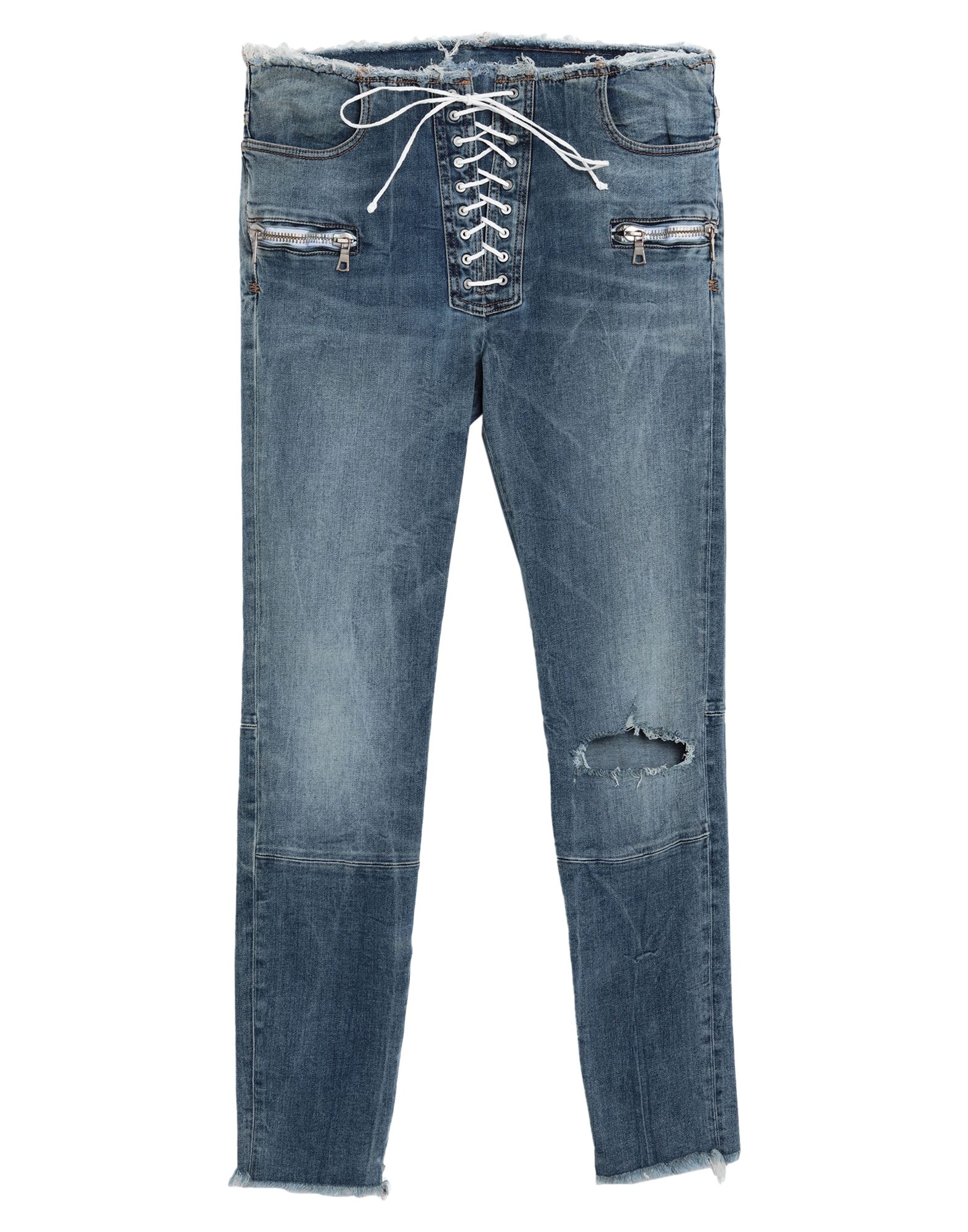 Ben Taverniti Unravel Project Woman Jeans Blue Size 26 Cotton, Elastomultiester, Elastane, Polyester