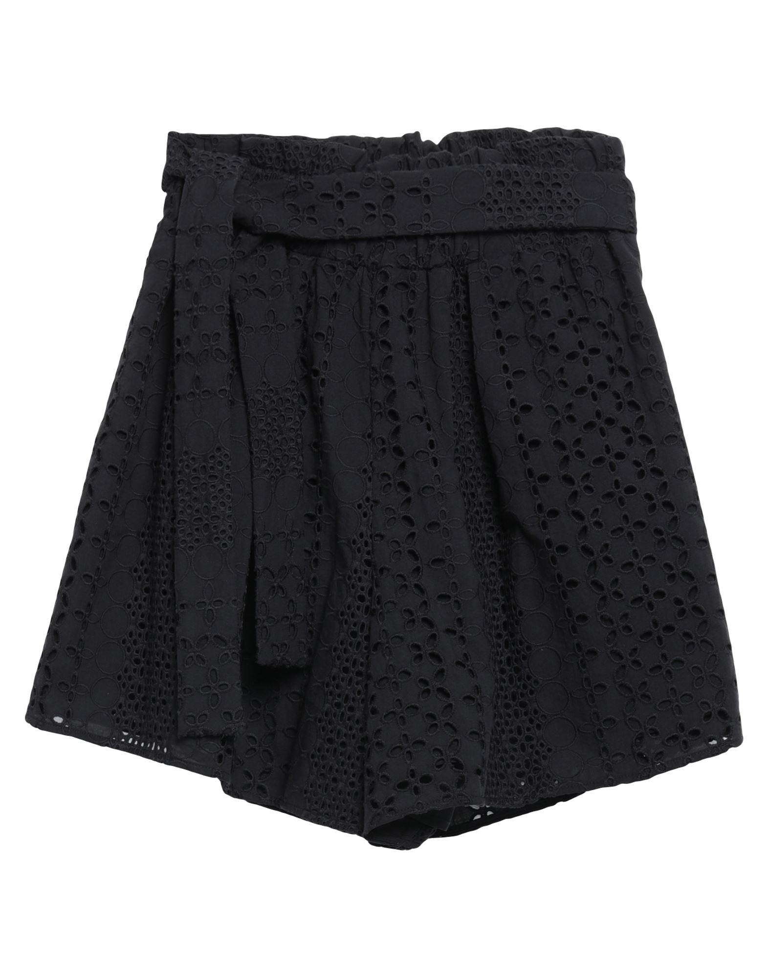 Federica Tosi Woman Shorts & Bermuda Shorts Black Size 8 Cotton, Acetate, Pbt - Polybutylene Terepht
