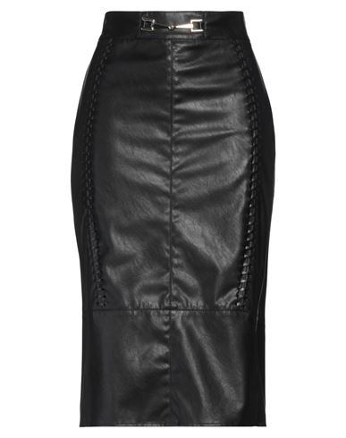 Elisabetta Franchi Woman Midi Skirt Black Size 8 Polyester, Polyurethane In Black