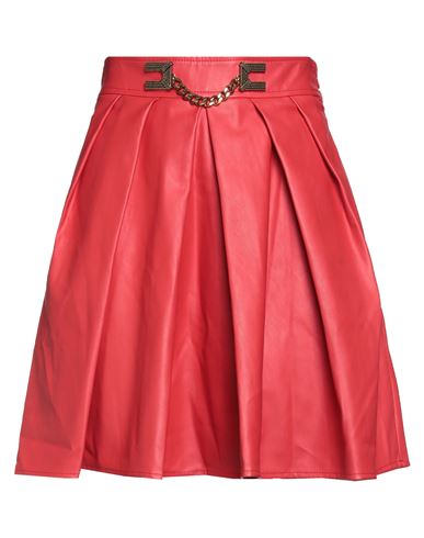 Elisabetta Franchi Woman Mini Skirt Red Size 8 Polyester, Polyurethane Coated In Red