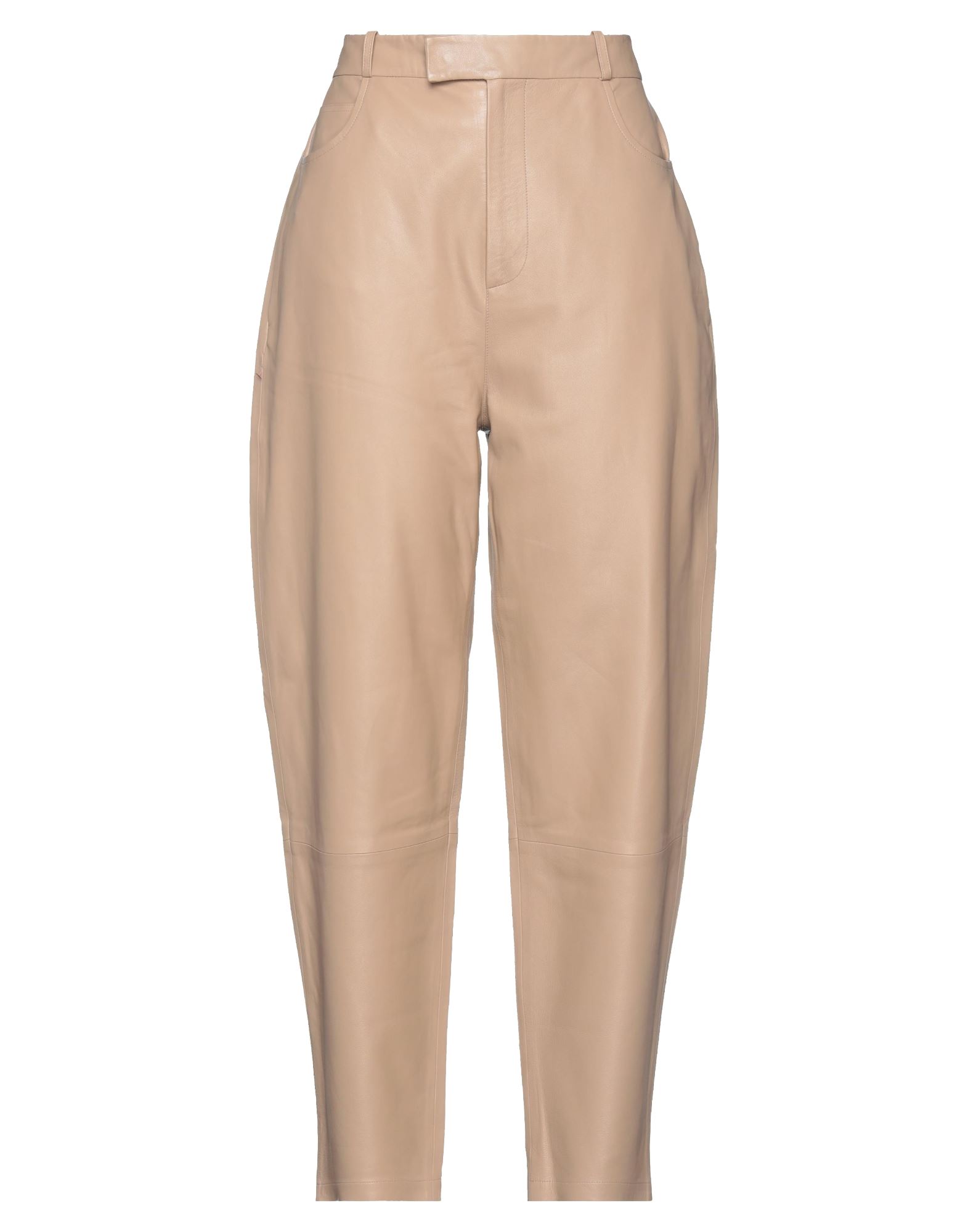 Zeynep Arcay High-rise Leather Carrot Pants In Sand