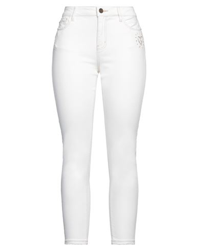 Desigual Woman Denim Pants Ivory Size 30 Cotton, Polyester, Elastane In White