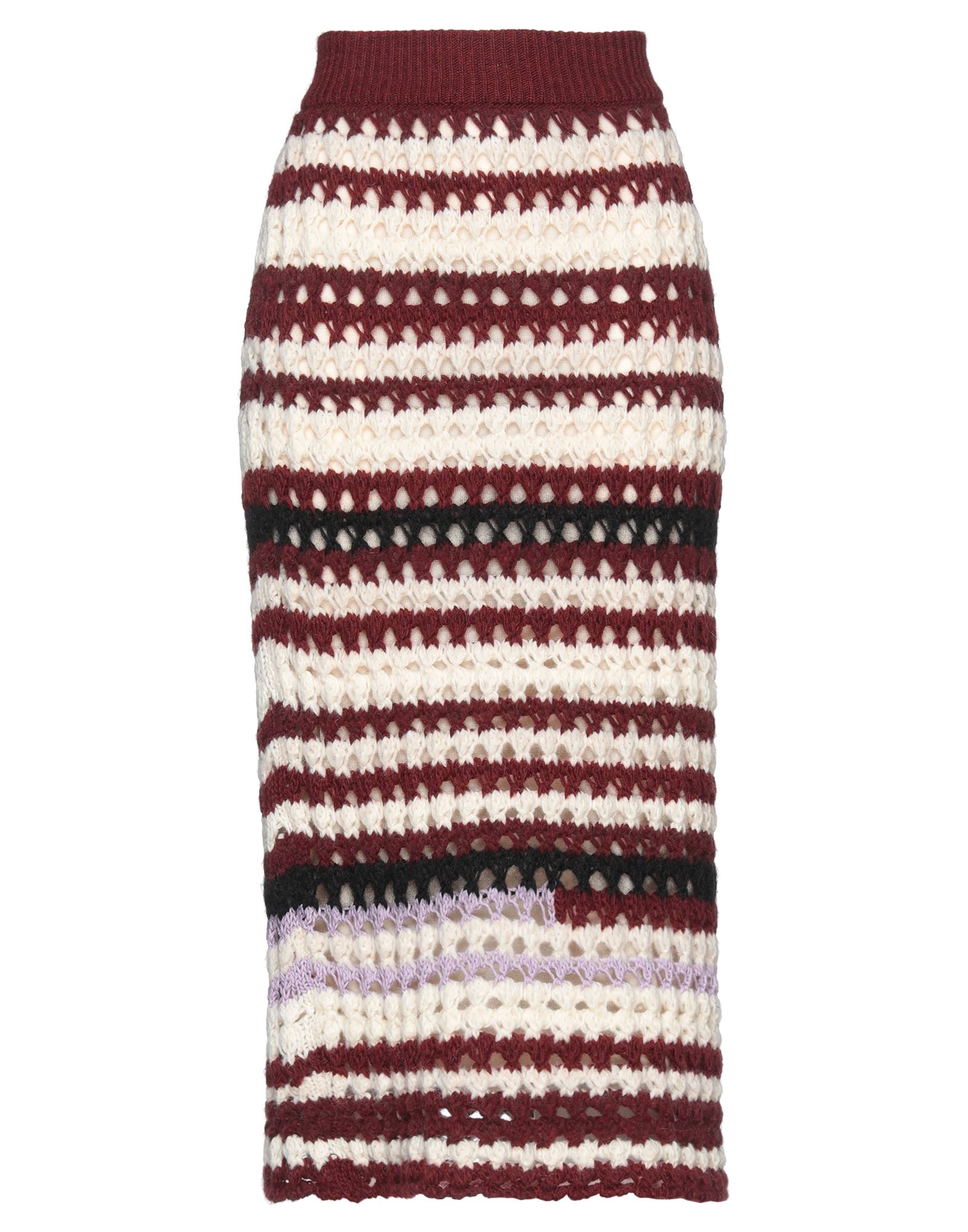 Marni Striped Open-knit Midi Skirt In Red