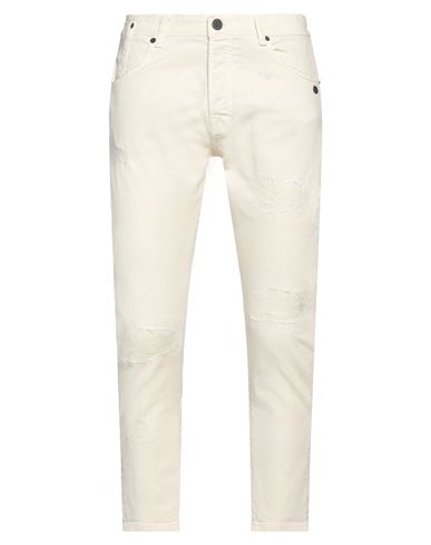 Berna Man Jeans Cream Size 32 Cotton, Elastane In White