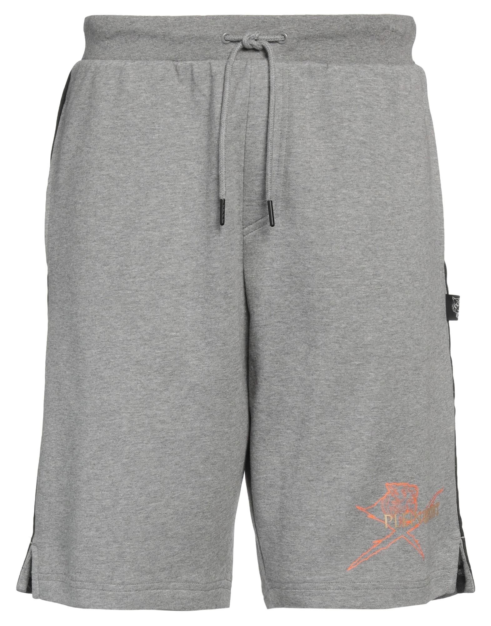 Plein Sport Man Shorts & Bermuda Shorts Grey Size L Cotton, Polyester