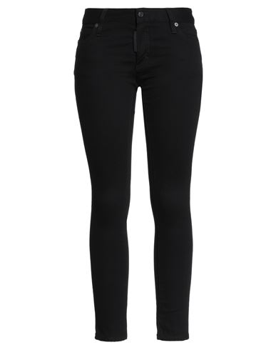 Dsquared2 Woman Jeans Black Size 8 Cotton, Elastomultiester, Elastane, Bovine Leather, Other Fibres In Black
