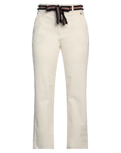 SOUVENIR SOUVENIR WOMAN PANTS CREAM SIZE L COTTON, ELASTANE