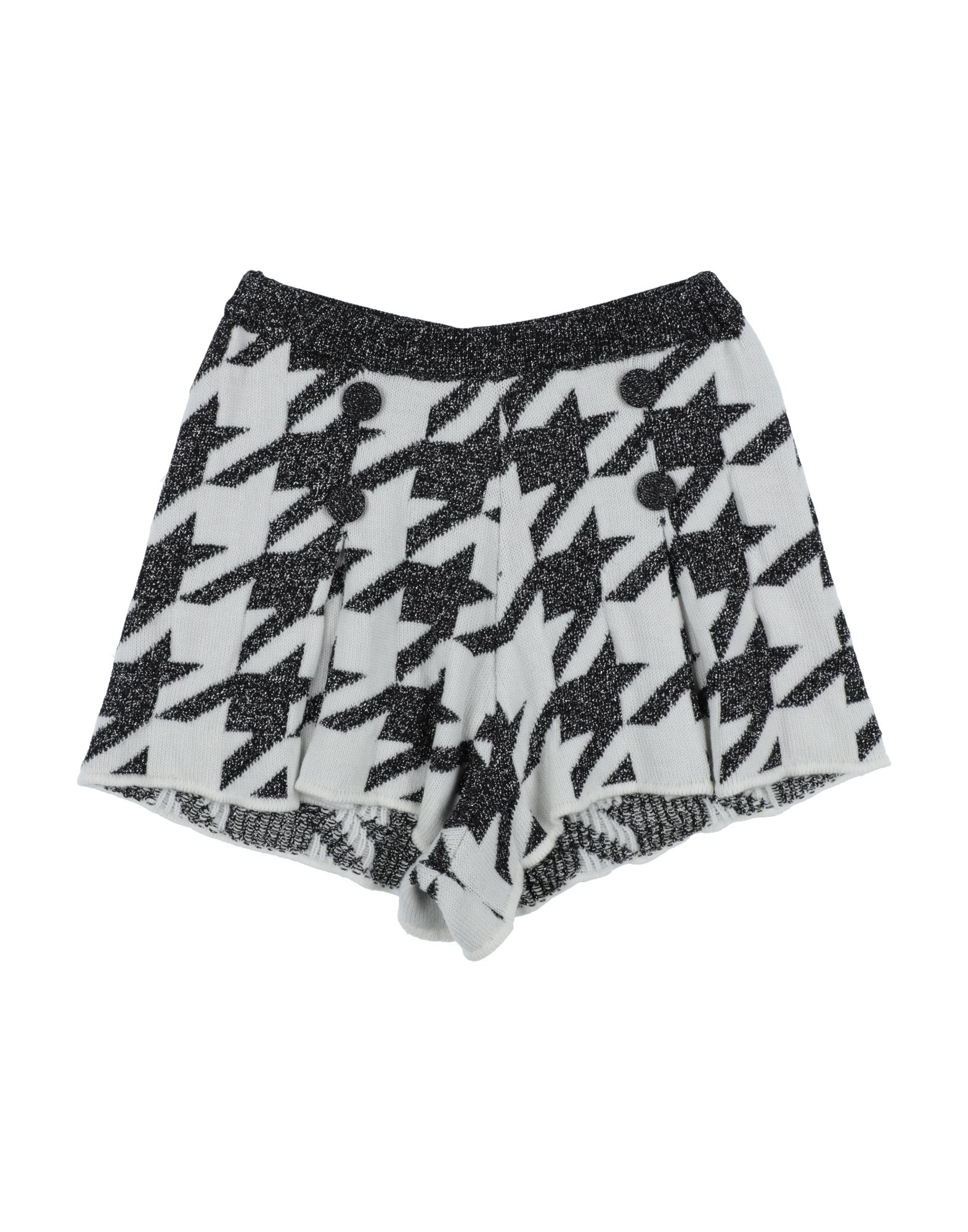 Simonetta Teen Houndstooth-pattern Knitted Shorts In Black