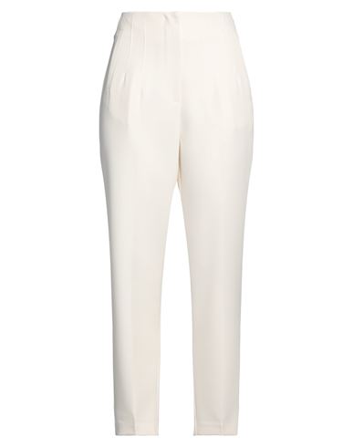 Kontatto Woman Pants Cream Size S Polyester, Elastane In White