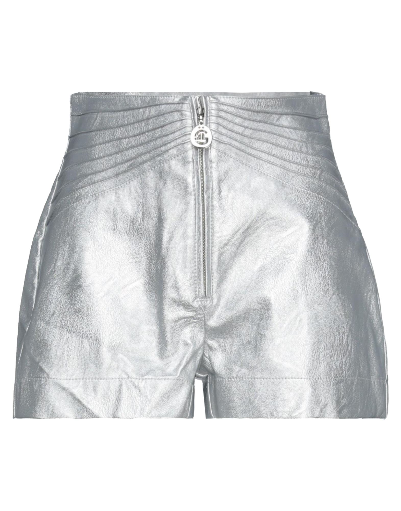 Gaelle Paris Gaëlle Paris Woman Shorts & Bermuda Shorts Silver Size 28 Polyurethane, Viscose