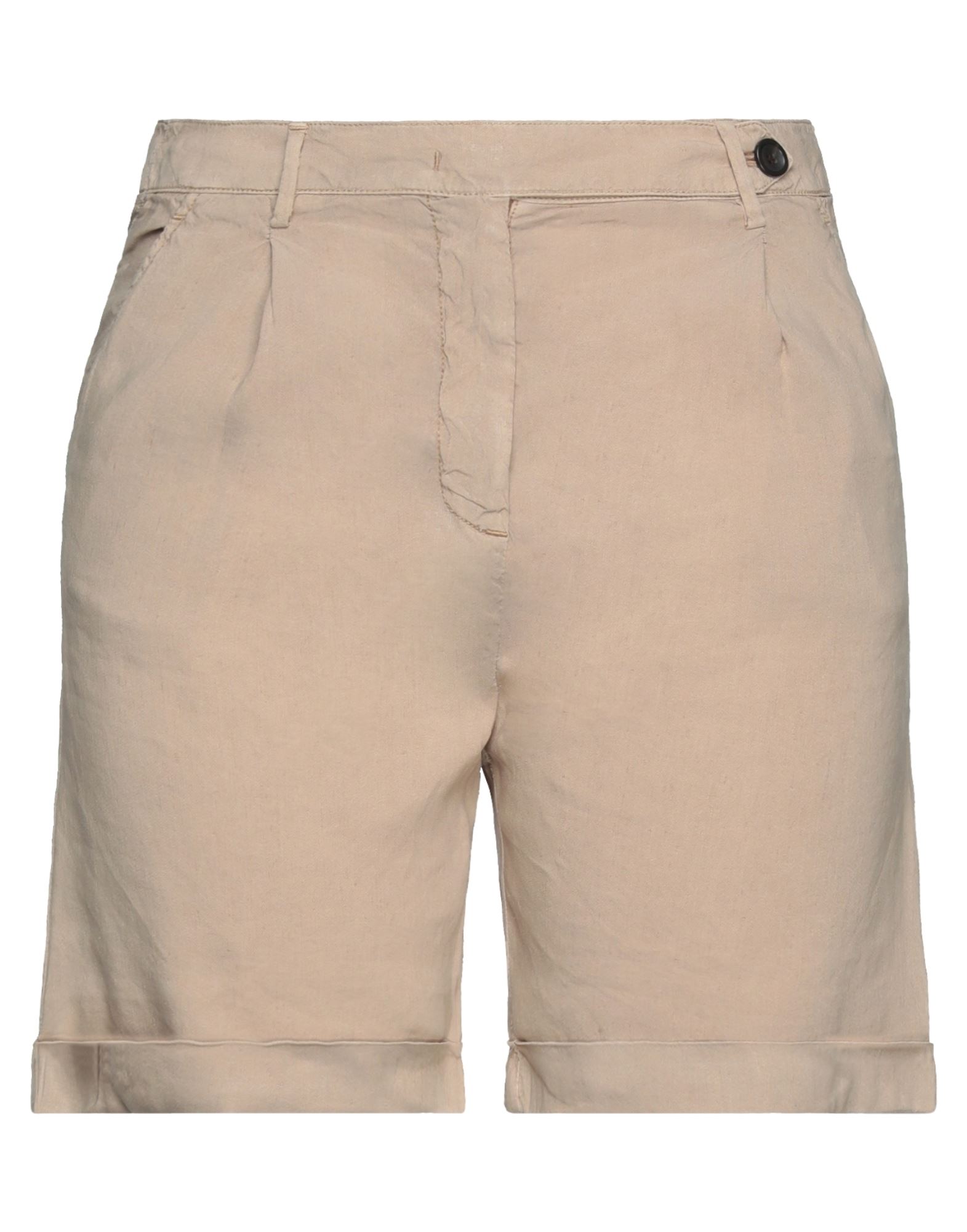 Myths Woman Shorts & Bermuda Shorts Beige Size 6 Linen, Cotton, Elastane