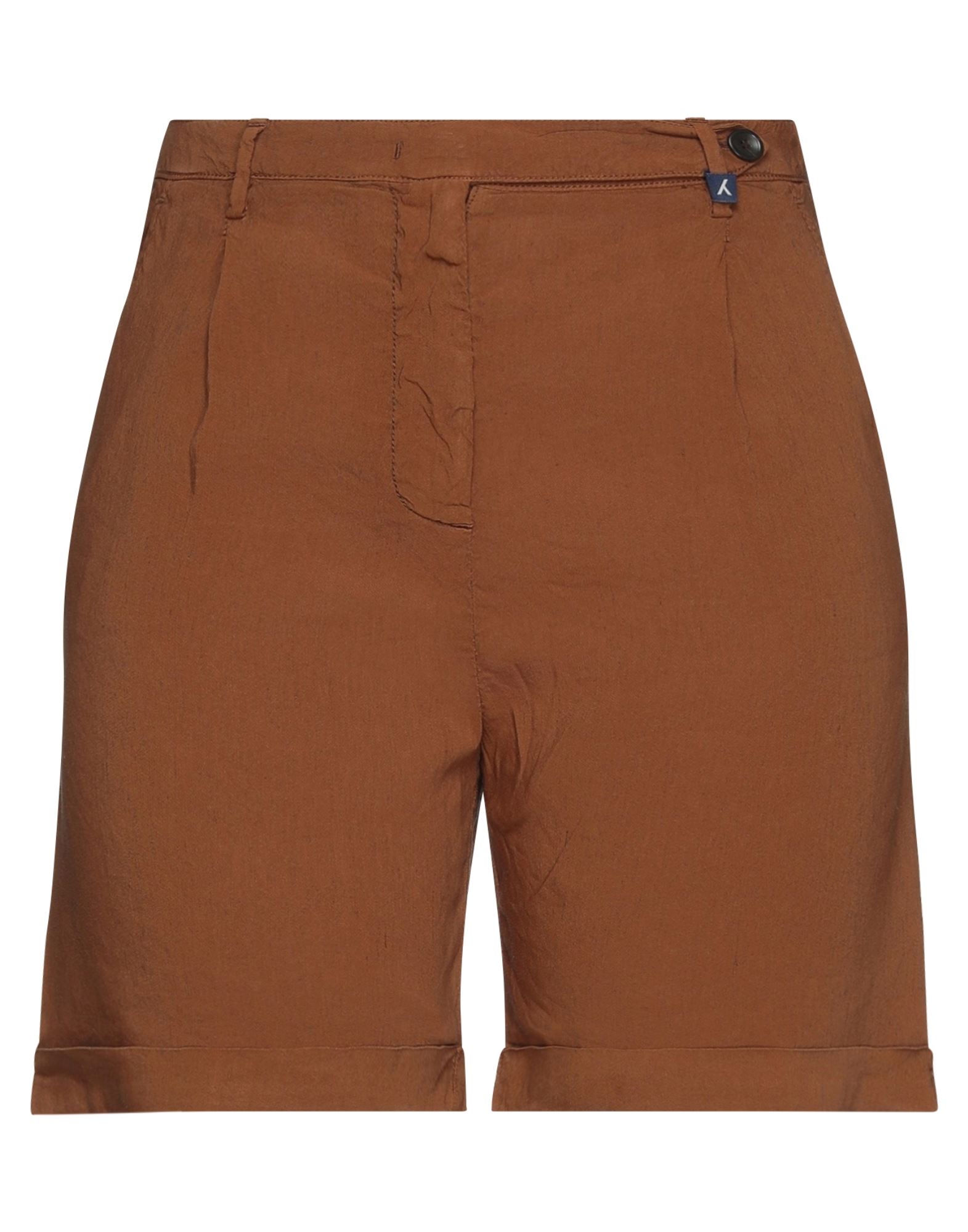Myths Woman Shorts & Bermuda Shorts Tan Size 6 Linen, Cotton, Elastane In Brown