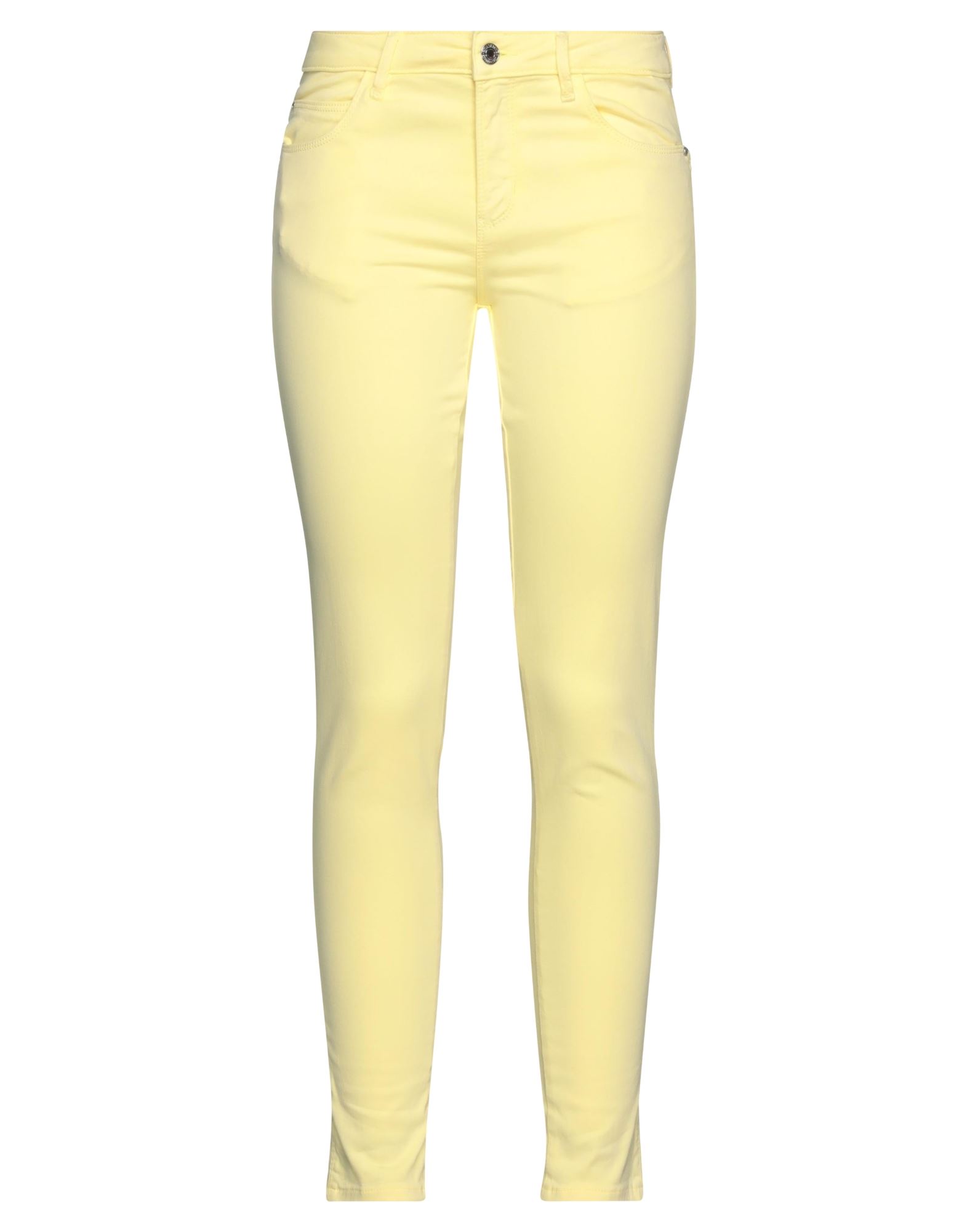 GUESS GUESS WOMAN PANTS YELLOW SIZE 27W-32L COTTON, ELASTOMULTIESTER, ELASTANE