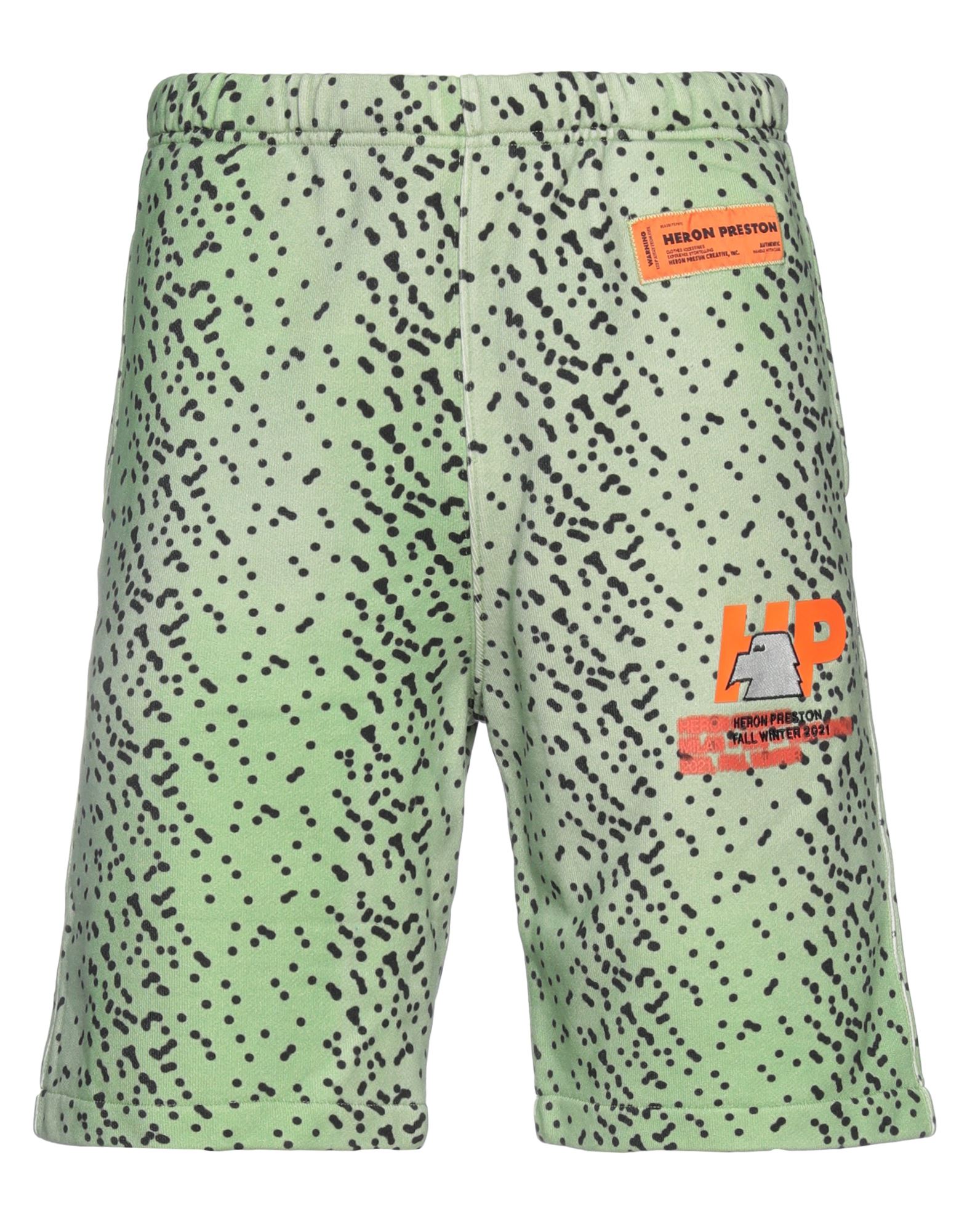 Shop Heron Preston Man Shorts & Bermuda Shorts Green Size L Organic Cotton, Polyester