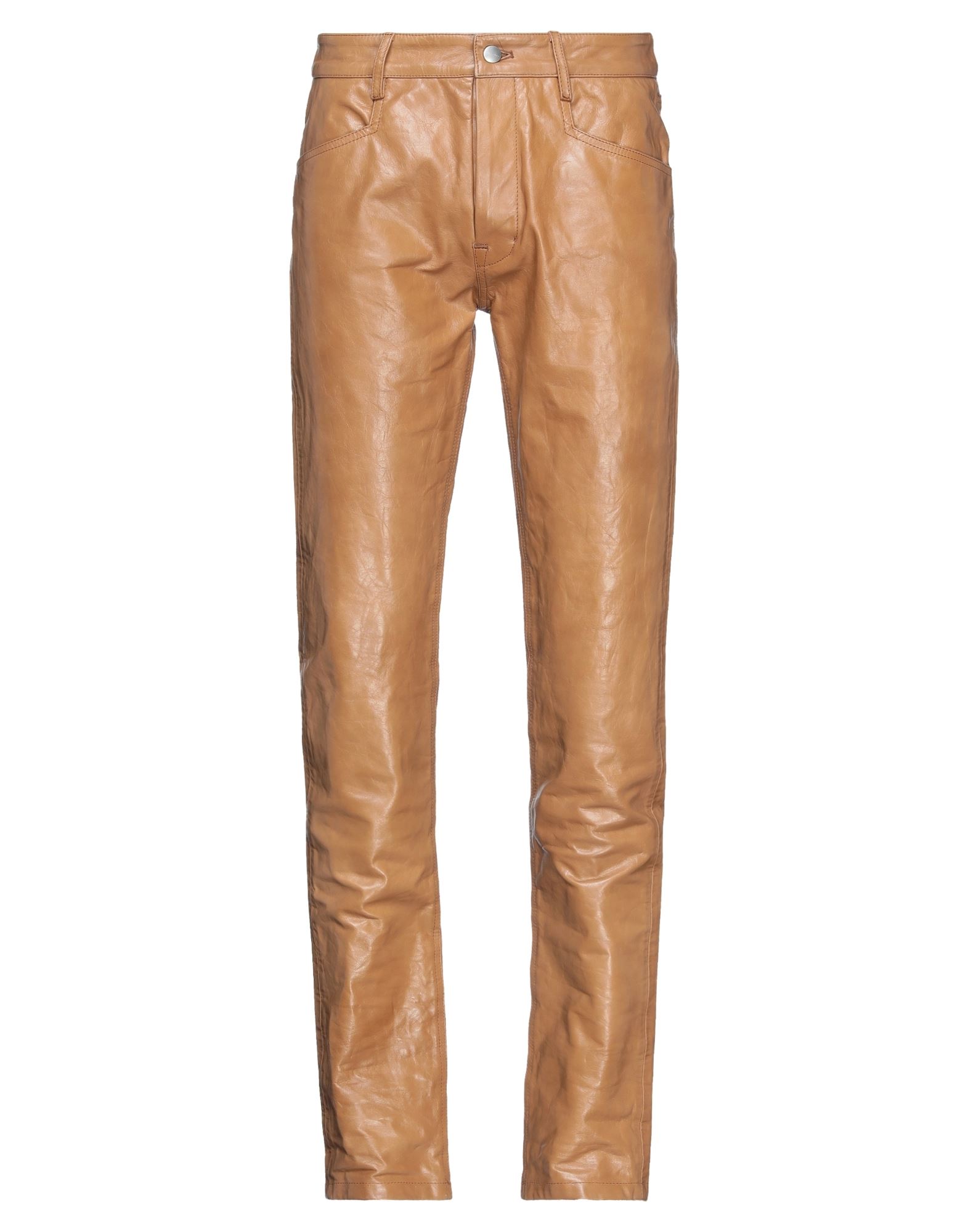 Rick Owens Tan Leather Tyrone Pants In Brown