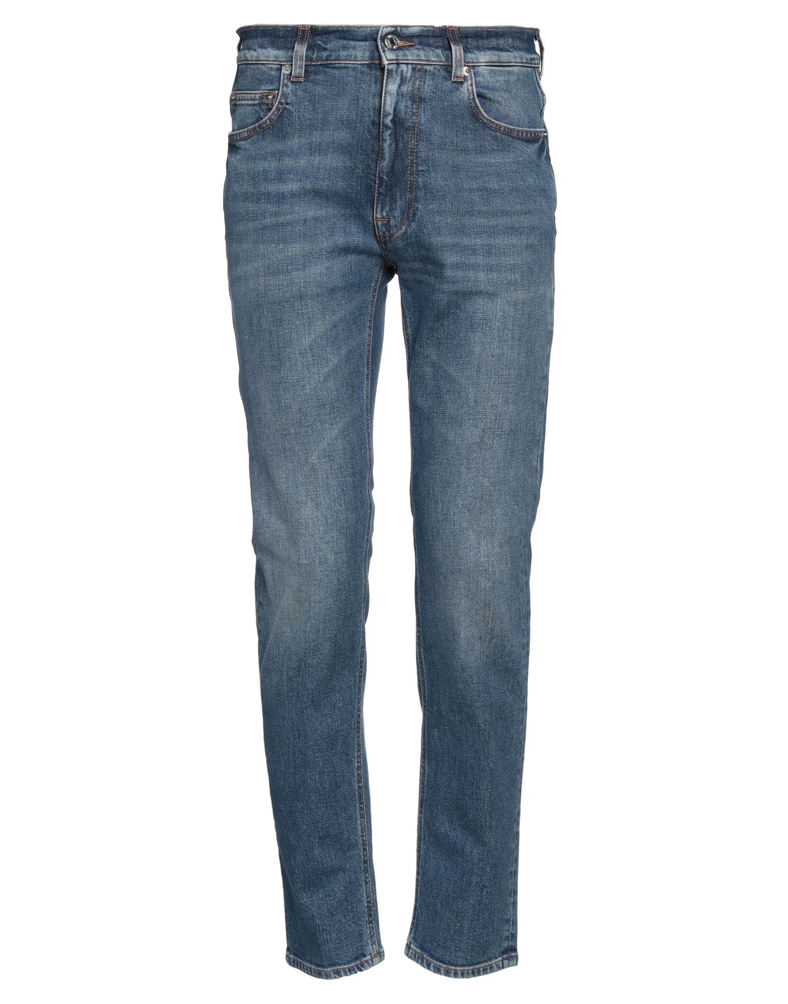 Shop Mauro Grifoni Grifoni Man Jeans Blue Size 34 Cotton, Elastane