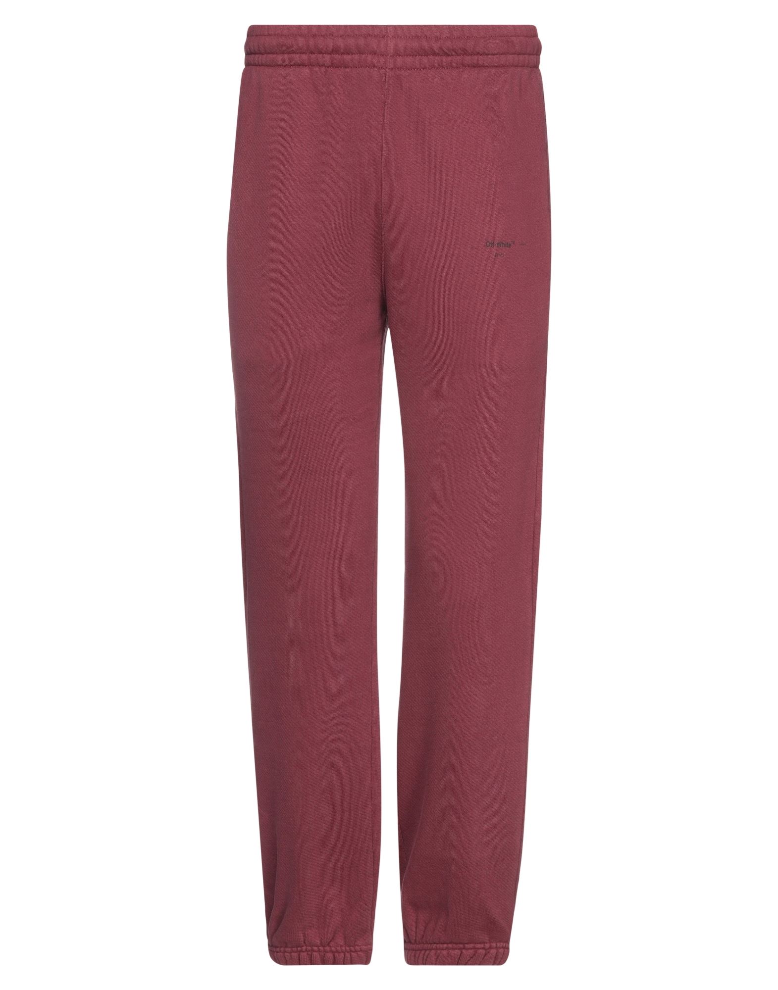 Off-white Man Pants Burgundy Size M Cotton In Maroon