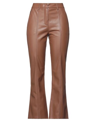 Sfizio Woman Pants Brown Size 8 Polyurethane, Polyester