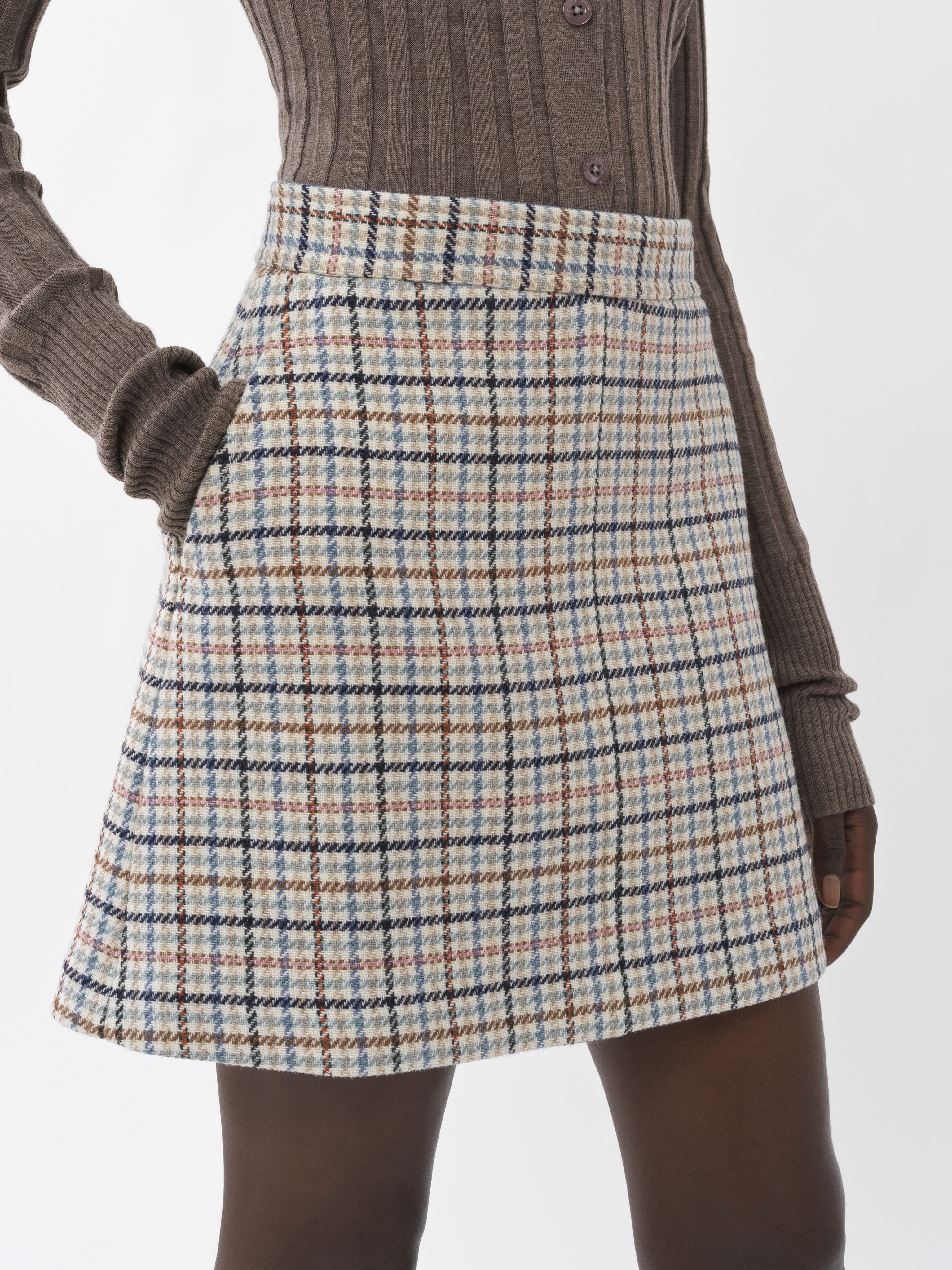 SEE BY CHLOÉ CHECKED SKIRT WHITE SIZE 8 71% WOOL, 16% POLYAMIDE, 10% POLYESTER, 3% ACRYLIC