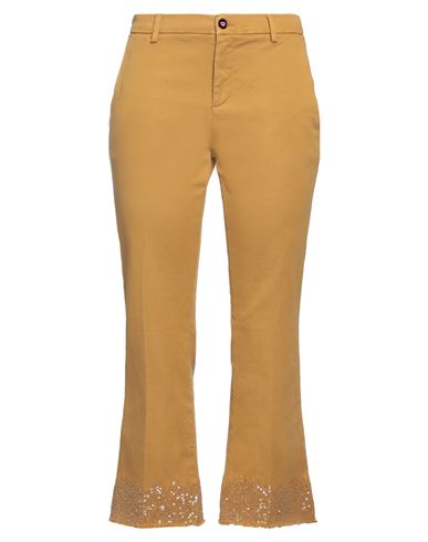 I Love Mp Woman Pants Mustard Size 28 Cotton, Elastane In Yellow