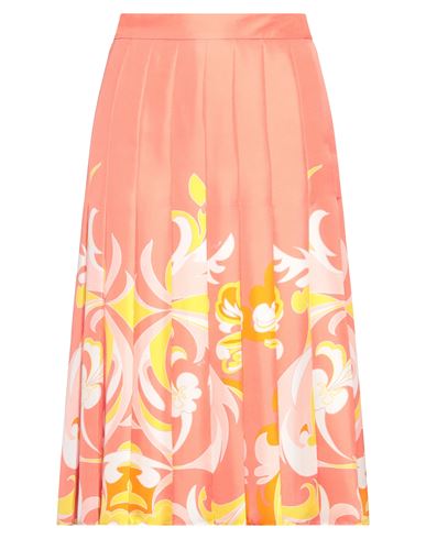 Pucci Woman Midi Skirt Coral Size 6 Silk In Pink