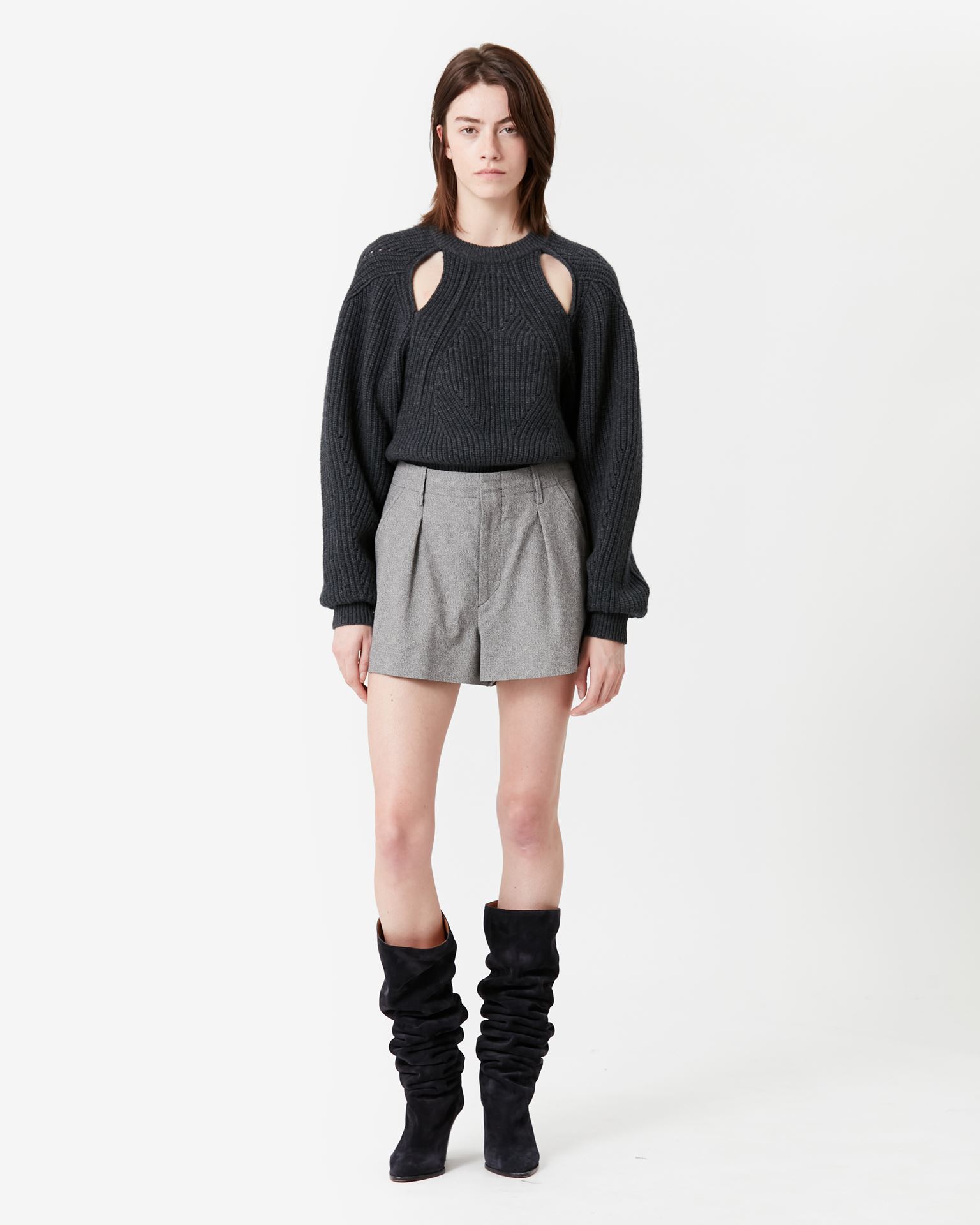 Isabel Marant, Locea Checked Shorts - Women - Grey