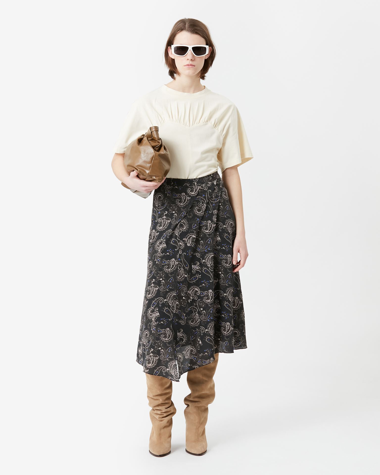 Isabel Marant, Cacia Printed Silk Midi Skirt - Women - Black