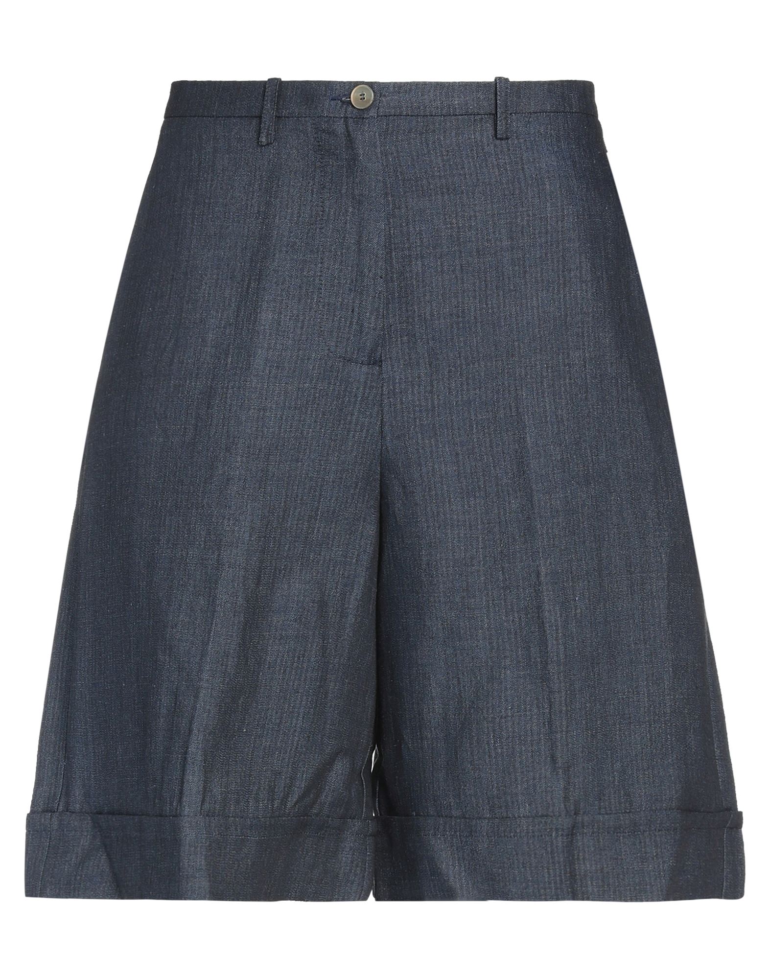 Rosso35 Woman Shorts & Bermuda Shorts Midnight Blue Size 10 Linen, Tencel
